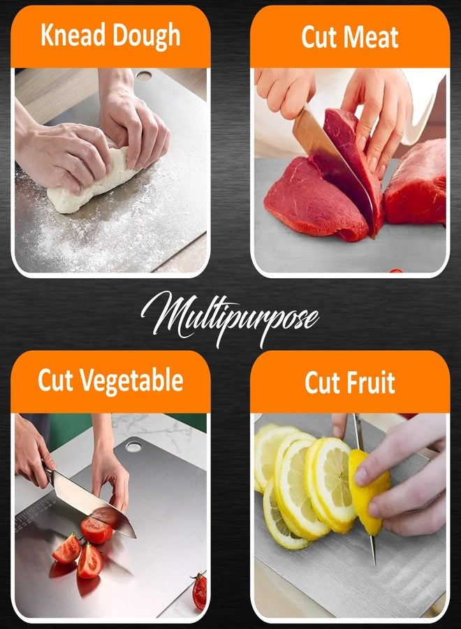 JD FRESH 304 Stainless Steel Medium Chopping Board/Home Use Cutting Board/Non Slip/Chopping Board for Kitchen/Vegetable Cutting Board/Kitchen Cutting Boards/Vegetable Cutter Steel (31 x 21 cm) - Image 5